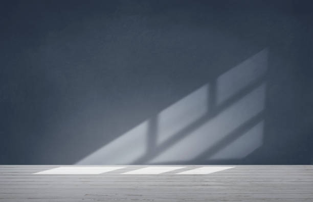 istock Blue wall in an empty room with concrete floor 1074149678