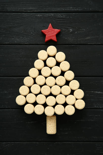 istock Wine corks in shape of christmas tree on wooden table 1074149862