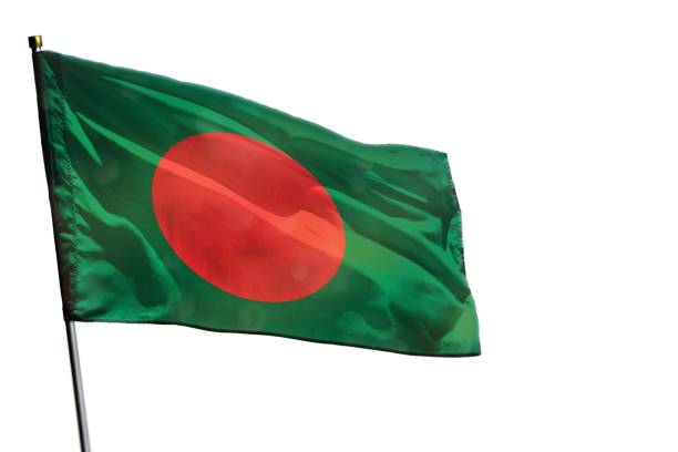 istock Fluttering Bangladesh flag on clear white background isolated. 1074155412