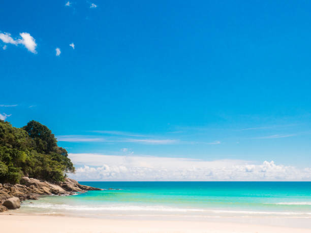 istock The beach and the blue sky. 1074155602
