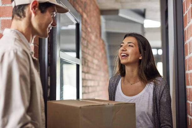 istock She's so happy to see her order 1074167334