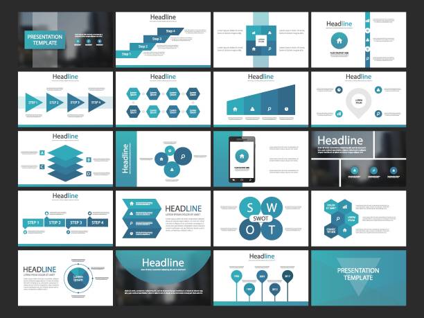 Blue Infographic presentation templates elements flat design set,annual report Blue Infographic presentation templates elements flat design set,annual report,flyer,brochure templates set slide show presentation software stock illustrations