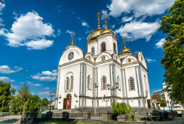 Alexander Nevsky Cathedral in Krasnodar, Russia Military Cathedral of Alexander Nevsky in Krasnodar, Russia krasnodar stock pictures, royalty-free photos & images