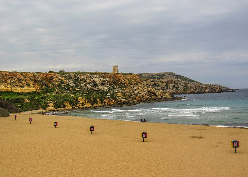 Golden bay, Mellieha, west of Malta, Europe