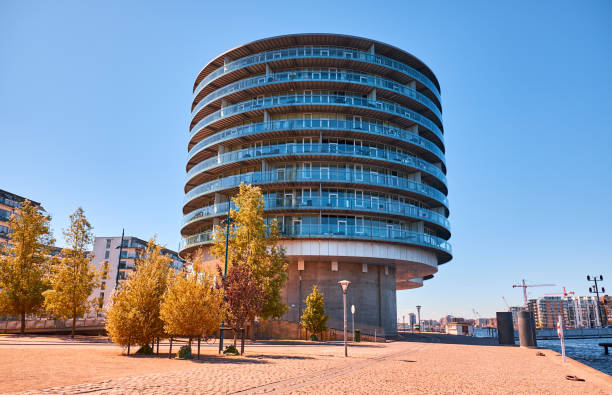 Modern buildings on the bank of the canal in Copenhagen, Denmark.