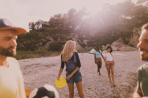 Friends having fun at the beach