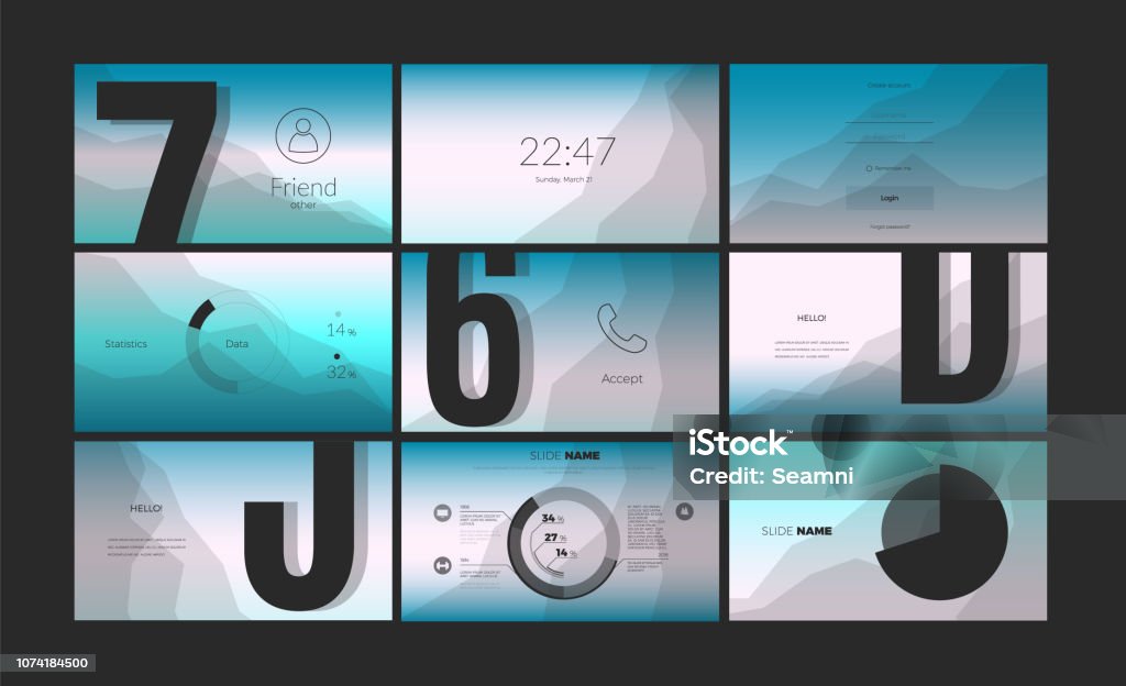 Modern Ui Screen Modern Ui Screen Design For Mobile App With Web Elements Stock ...