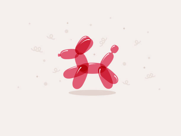 ilustrações, clipart, desenhos animados e ícones de animal de balão rosa cachorro - sculpture