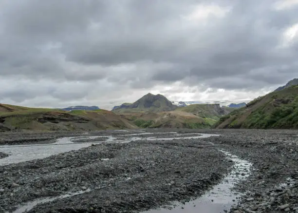 Photo of View on the valley of the Krossa river and Thorsmork, Iceland