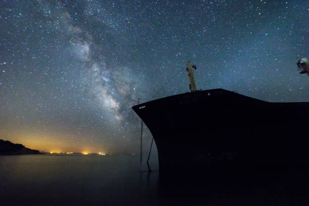 istock sky and landscape , milkyway ,ship 1074193318