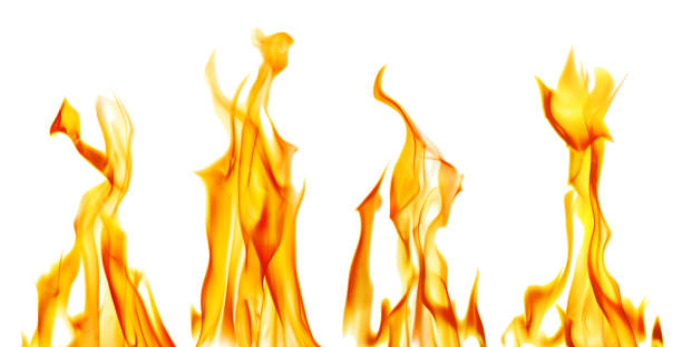 istock sparks of four yellow bright fires on white 1074194844