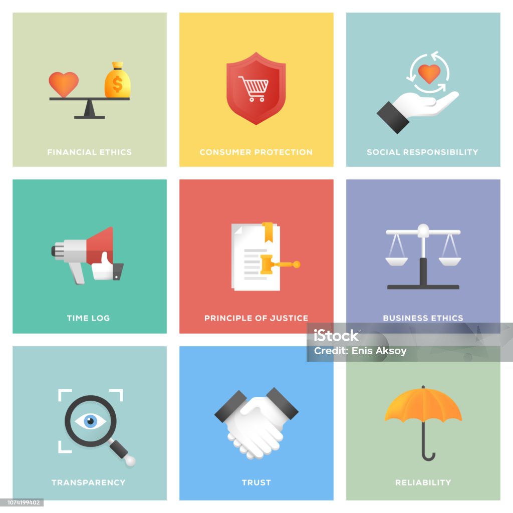 Business Ethics Icon Set Icon stock vector