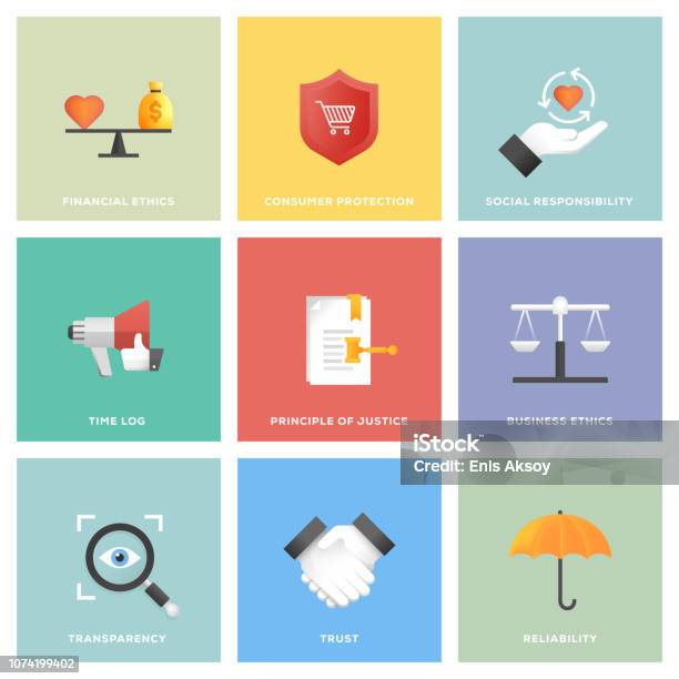 Business Ethics Icon Set Stock Illustration - Download Image Now - Icon, Honesty, Morality