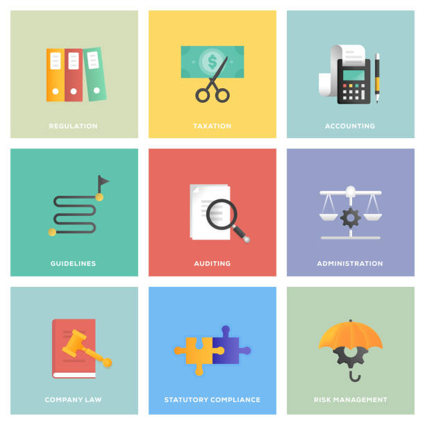 Compliance Icon Set Compliance Icon Set tax clipart stock illustrations
