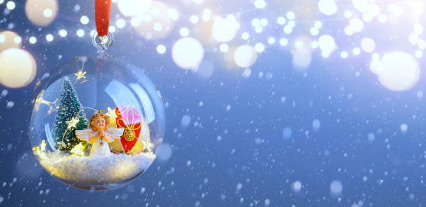 istock Christmas tree light; Blue Snowy winter Christmas Landscape 1074200180