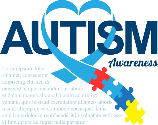 illustrazioni stock, clip art, cartoni animati e icone di tendenza di giornata mondiale di sensibilizzazione sull'autismo. nastro blu con sfondo vettoriale puzzle colorati. forma del cuore. simbolo dell'autismo. illustrazione piatta medica. assistenza sanitaria - design month part of puzzle