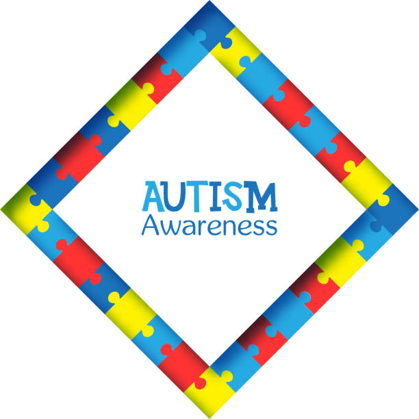 illustrazioni stock, clip art, cartoni animati e icone di tendenza di giornata mondiale di sensibilizzazione sull'autismo. puzzle colorati sfondo vettoriale. simbolo dell'autismo. illustrazione piatta medica. assistenza sanitaria - design month part of puzzle