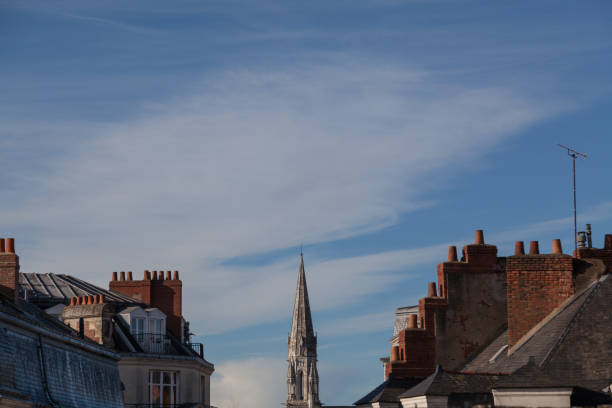 panorama with traditional france roof in the city on Nantes in a sunny day with clear sky - body copy. panorama with traditional france roof in the city on Nantes in a sunny day with clear sky - body copy interior of old house garret stock pictures, royalty-free photos & images