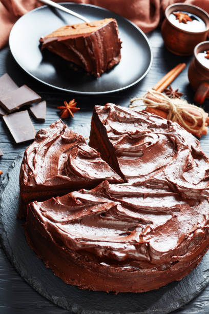 istock chocolate Cake topped with Chocolate Ganache 1074205390