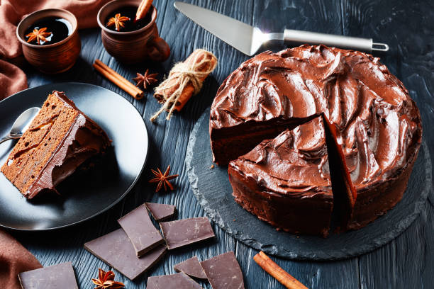chocolate Cake decorated with Chocolate Ganache