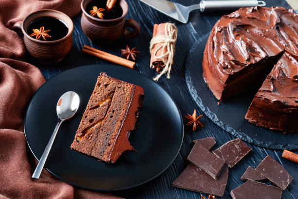 istock chocolate Cake with apricot jam filling 1074205444