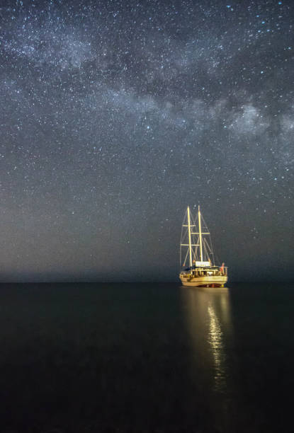 istock sky and landscape , milkyway ,ship 1074208570