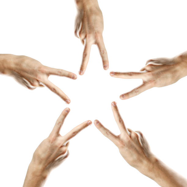 Star made of human hands. Isolated on white background