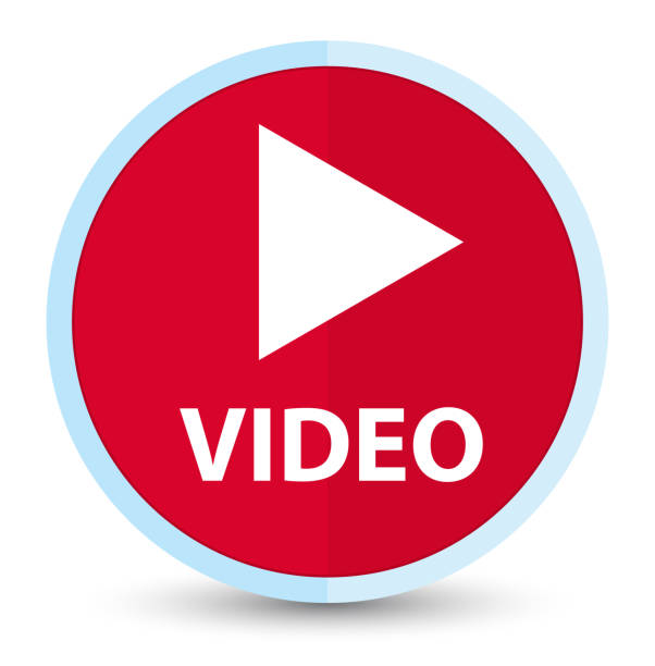 비디오 평면 주요한 빨간 라운드 버튼 - prime video stock illustrations
