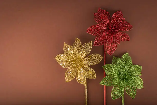 Decorative christmas flower - red, green, gold