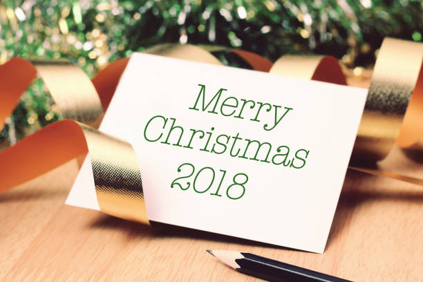 istock Merry Christmas 2018 with gold decoration. 1074219476