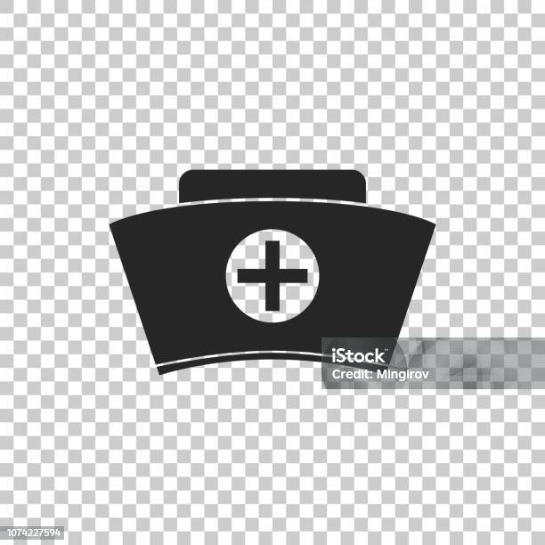 Nurse Hat With Cross Icon Isolated On Transparent Background Medical Nurse Cap Sign Flat Design Vector Illustration Stock Illustration - Download Image Now