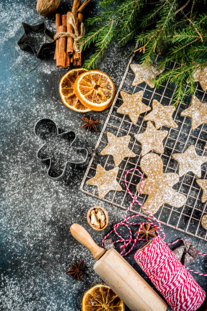istock Christmas background with gingerbread cookies 1074229822