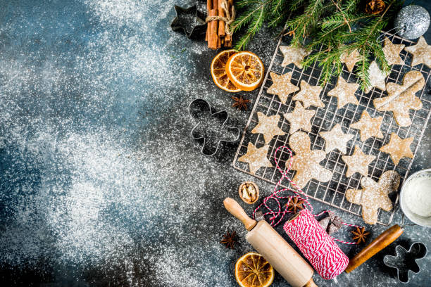 istock Christmas background with gingerbread cookies 1074230188