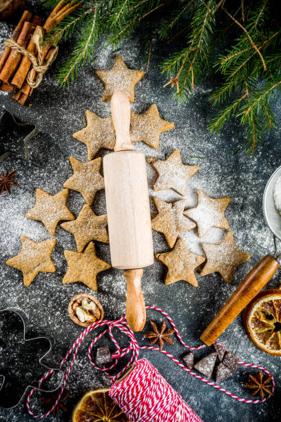 istock Christmas background with gingerbread cookies 1074230190