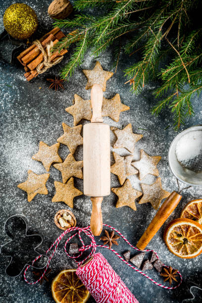 istock Christmas background with gingerbread cookies 1074230240