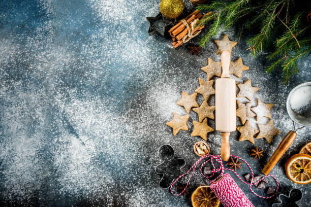 istock Christmas background with gingerbread cookies 1074230484