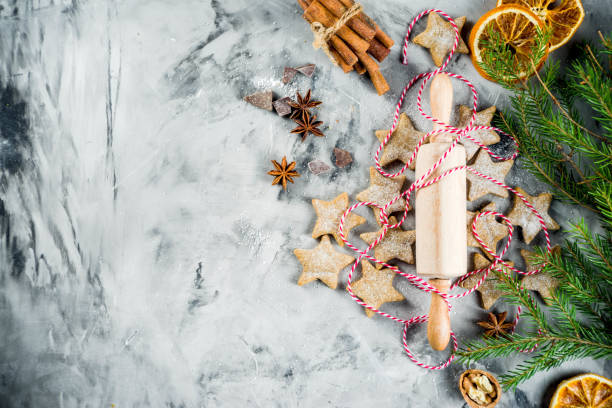 istock Christmas background with gingerbread cookies 1074230544