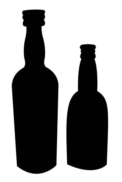 Vector illustration of two bottles silhouette vector