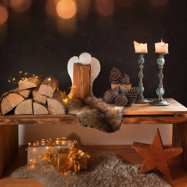 istock Christmas decoration on wooden table 1074238986