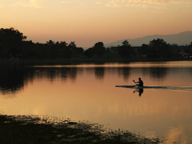 istock the man training kayak sails in the river sunset 1074240732
