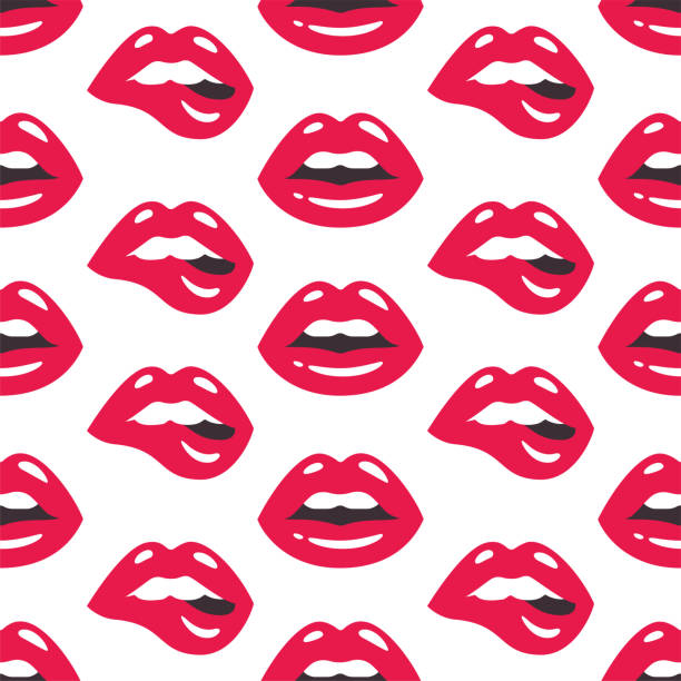 ilustrações de stock, clip art, desenhos animados e ícones de lips pattern. - biting lip