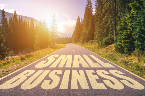 istock Small business text written on road in the mountains 1074245442