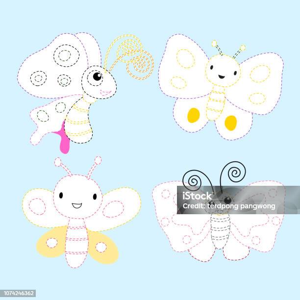 Butterfly Page Coloring Vector Design Stock Illustration - Download Image Now - Animal, Art, Art Product