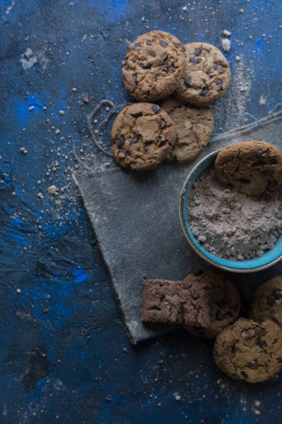 homemade chocolate cookies stock photo