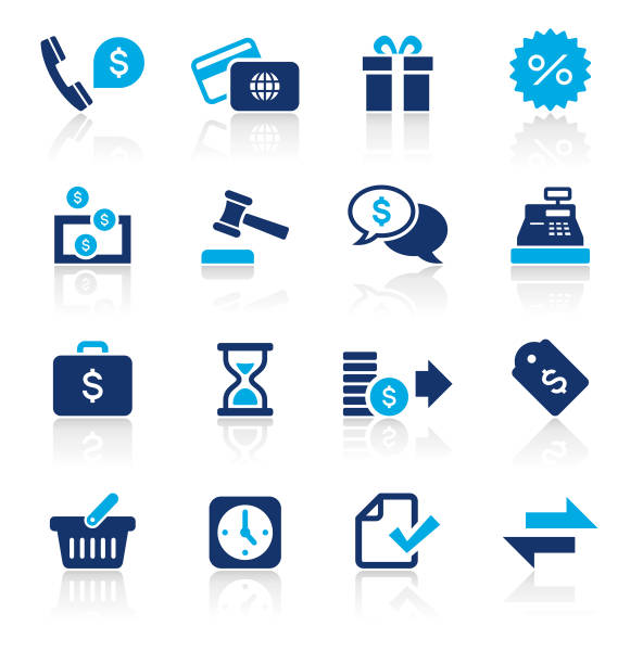 bank- und finanzwesen, die zwei farbige icons set - bids stock-grafiken, -clipart, -cartoons und -symbole