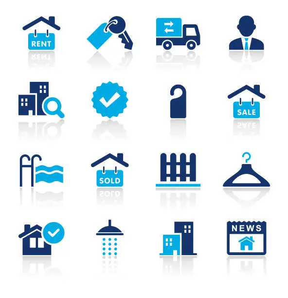 Vector illustration of Real Estate Two Color Icons Set
