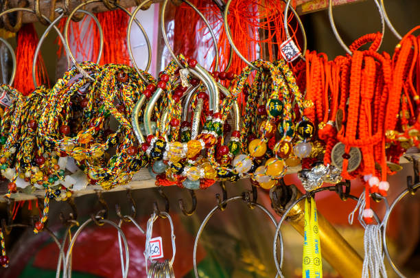 istock Nantou , Taiwan - APR 15, 2018:Beads bracelet in Temple. 1074262462