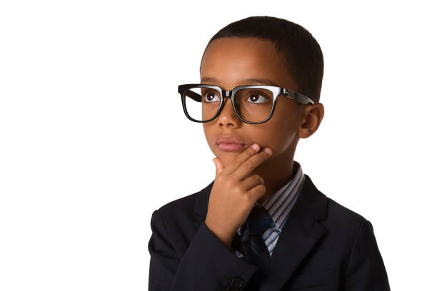 Elegant Little Boy With Glasses In Business Suit Studio Shot Isolated Stock  Photo - Download Image Now - iStock