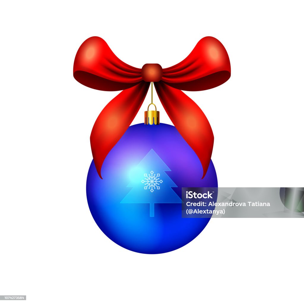 Vetores de Decoração De Bola De Natal Azul De Enfeite De Natal Com Laço  Vermelho Árvore De Natal E Floco De Neve Isolado No Fundo Branco Elemento  De Design Decorativo De Férias