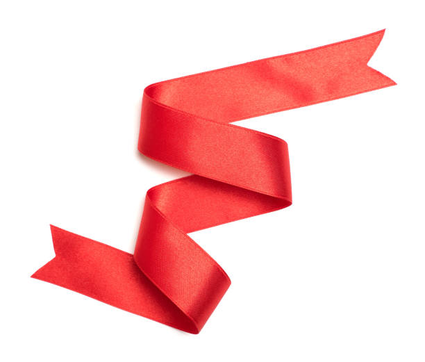 istock Red ribbon border isolated on white background 1074274154